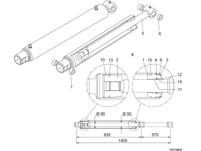 Super okazja Siłownik hydrauliczny ładowacza Quicke D90/50