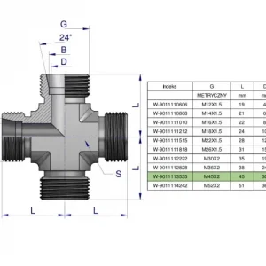 Oferta czasowa Czwórnik hydrauliczny metryczny BBBB M45x2 35L Waryński