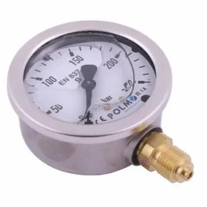 Dodaj do koszyka Manometr glicerynowy M63 0-250 bar dolne przyłącze G1/4" POLMO