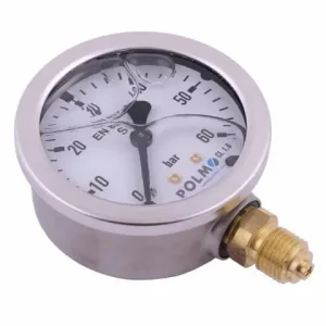 Nowy Manometr glicerynowy M63 0-60 bar dolne przyłącze G1/4" POLMO