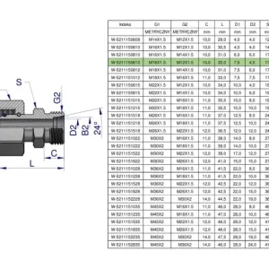 Złączka hydrauliczna metryczna AB (XKOR) A-M18x1.5 12L / B-M12x1.5 06L Waryński ( sprzedawane po 2 ) Nie przegap