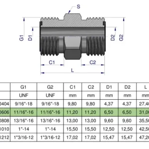Złączka hydrauliczna calowa BB 11/16" ORFS (UNF) Waryński ( sprzedawane po 2 ) Tylko do końca tygodnia