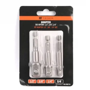 Adapter do bitów 1/2" 1/4" 3/8" (zestaw 3 szt.), CR-V, Teger Dodaj do koszyka