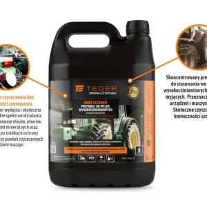 Agro Cleaner Preparat do myjek wysokociśnieniowych - do maszyn rolniczych 5l - koncentrat, TEGER Taniej