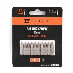 Bit krzyżowy PH 1x25 mm, (10 szt), S2, Teger Szybka dostawa