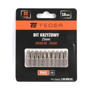Hit cenowy Bit krzyżowy PH 3x25 mm, (10 szt), S2, Teger