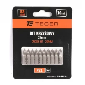 Bit krzyżowy PZ 1x25 mm, (10 szt), S2, Teger Oferta