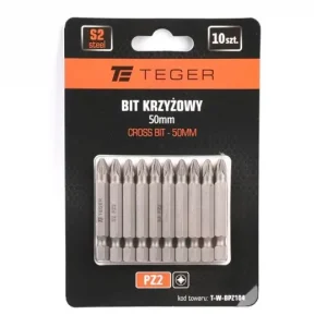 Bit krzyżowy PZ 2x50 mm, (10 szt), S2, Teger Do wyczerpania zapasów