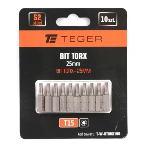 Obniżka ceny Bit TORX T15x25 mm, (10 szt), S2, Teger