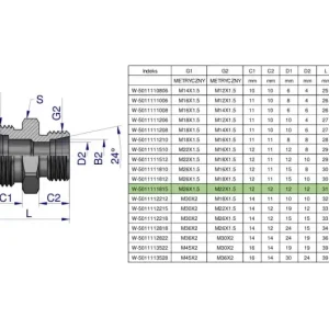 Złączka hydrauliczna redukcyjna metryczna BB M26x1.5 18L / M22x1.5 15L (XG) Waryński ( sprzedawane po 2 ) Dodaj do koszyka