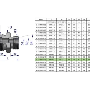 Złączka hydrauliczna redukcyjna metryczna BB M30x2 22L / M26x1.5 18L (XG) Waryński Wybór klientów