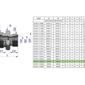 Złączka hydrauliczna redukcyjna metryczna BB M36x2 28L / M30x2 22L (XG) Waryński Darmowa dostawa