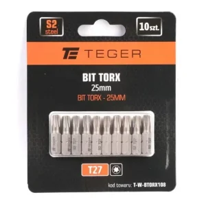 Bit TORX T27x25 mm, (10 szt), S2, Teger Bezpieczne zakupy