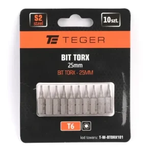 Bit TORX T6x25 mm, (10 szt), S2, Teger Niska cena