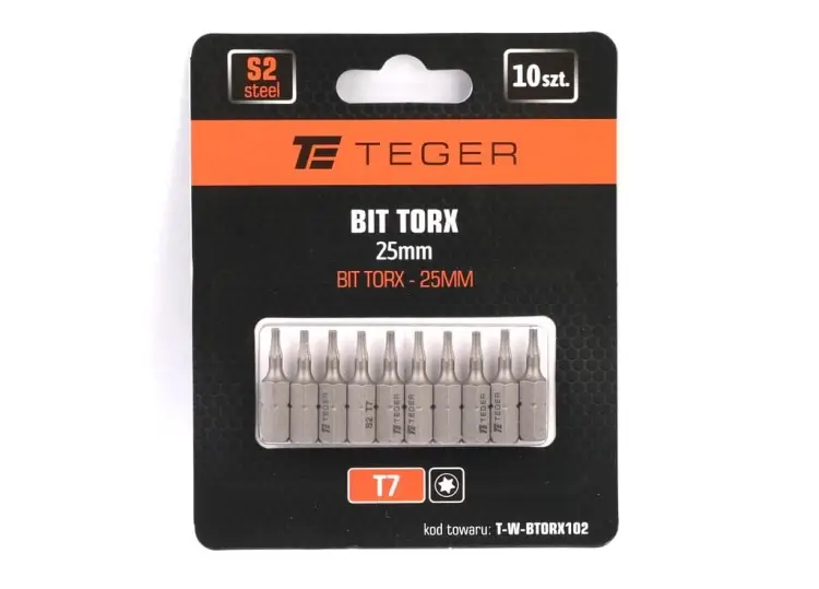 Promocja Bit TORX T7x25 mm, (10 szt), S2, Teger