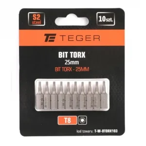 Zamów teraz Bit TORX T8x25 mm, (10 szt), S2, Teger