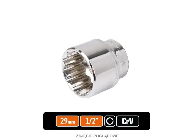 Niska cena Klucz nasadowy 1/2" dwunastokątny 29 mm, CR-V, Teger
