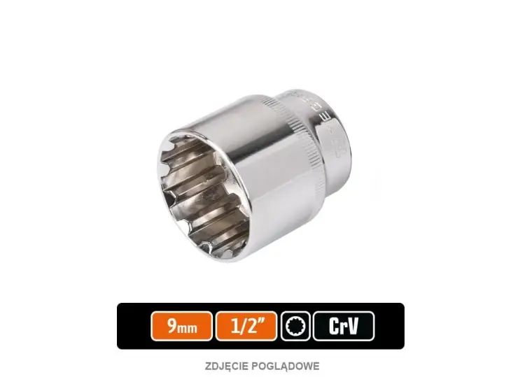 Klucz nasadowy 1/2" SPLINE 9 mm, CR-V, Teger Super okazja