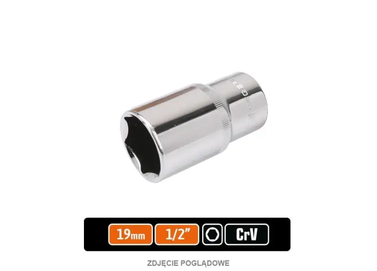 Super okazja Klucz nasadowy 1/2" sześciokątny długi 19 mm, CR-V, Teger