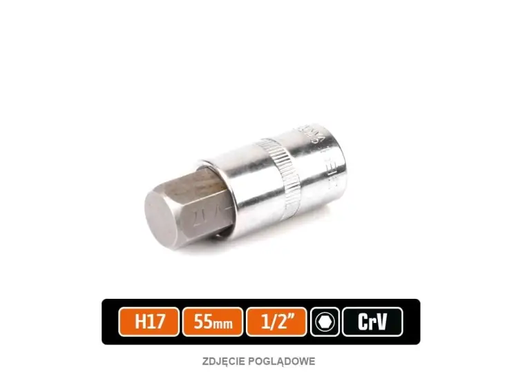 Klucz nasadowy 1/2" z bitem HEX H17x55 mm, S2/CR-V, Teger Obniżka ceny