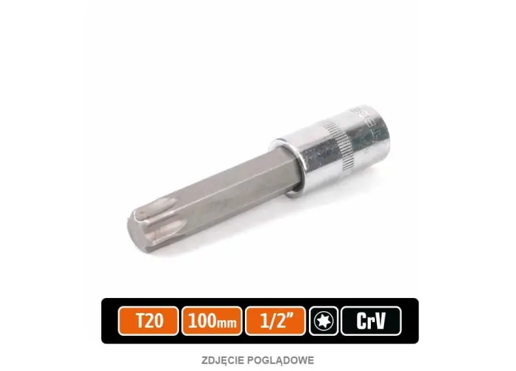 Klucz nasadowy 1/2" z bitem TORX T20x100 mm, S2/CR-V, Teger Tani