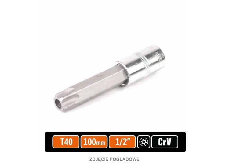 Klucz nasadowy 1/2" z bitem TORX T40x100 mm - z otworem, S2/CR-V, Teger Szybka dostawa