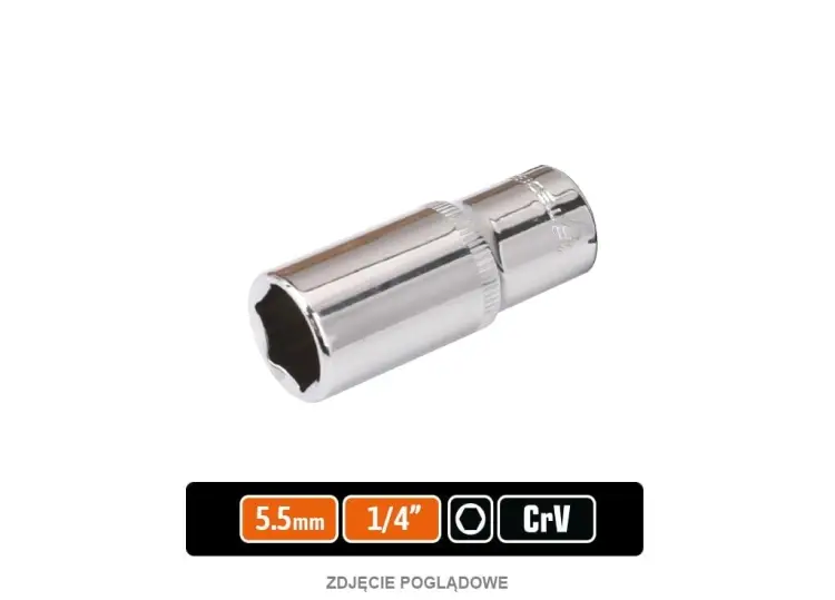 Cena promocyjna Klucz nasadowy 1/4" sześciokątny długi 5.5 mm, CR-V, Teger