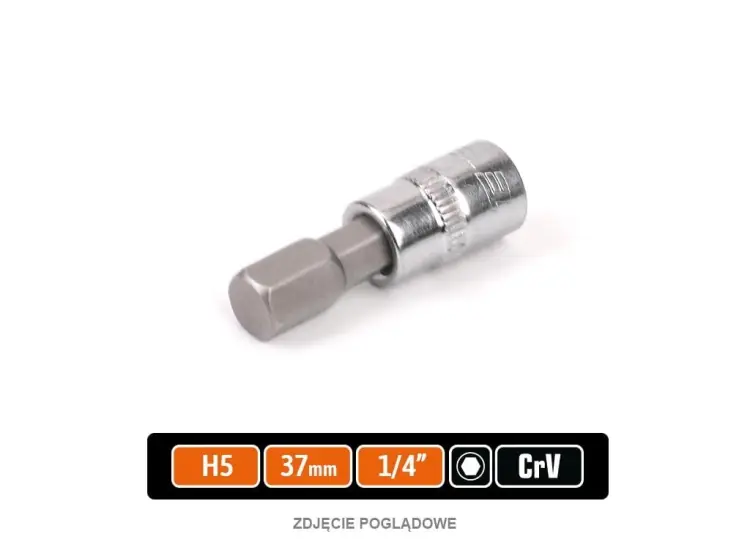 Klucz nasadowy 1/4" z bitem HEX H5x37 mm, S2/CR-V, Teger Cena promocyjna
