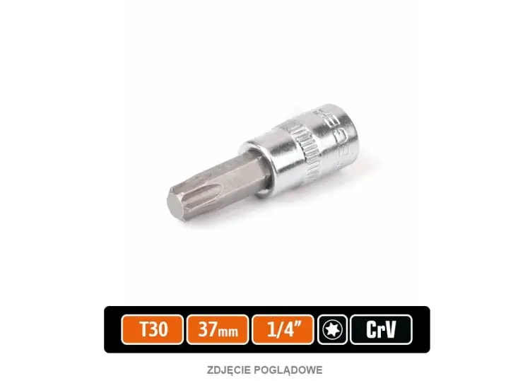 Klucz nasadowy 1/4" z bitem TORX T30x37 mm, S2/CR-V, Teger Taniej