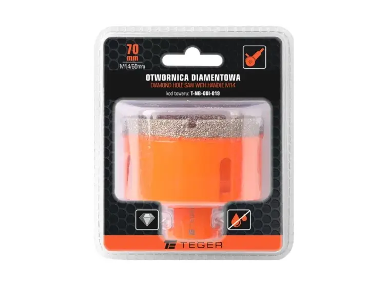 Otwornica diamentowa z uchwytem M14/70 mm / TEGER Premium