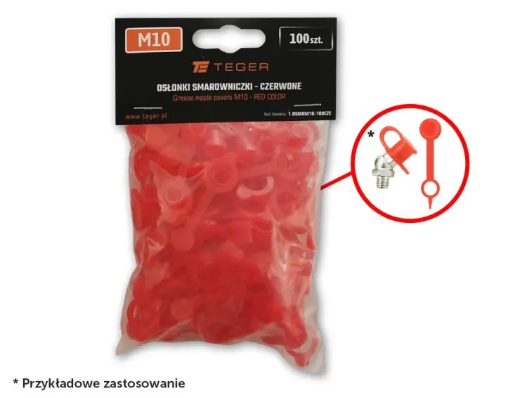 Zestaw osłonek smarowniczki M10 kolor czerwony TEGER (sprzedawane po 100szt.) Kup online