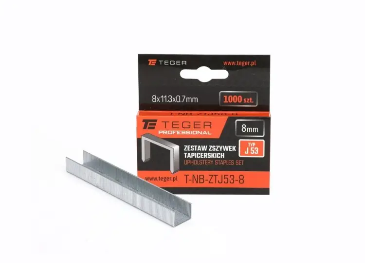 Zestaw zszywek tapicerskich PROFESSIONAL (typ J/53) 8/11,3/0,7mm / 1000 szt / TEGER Tani